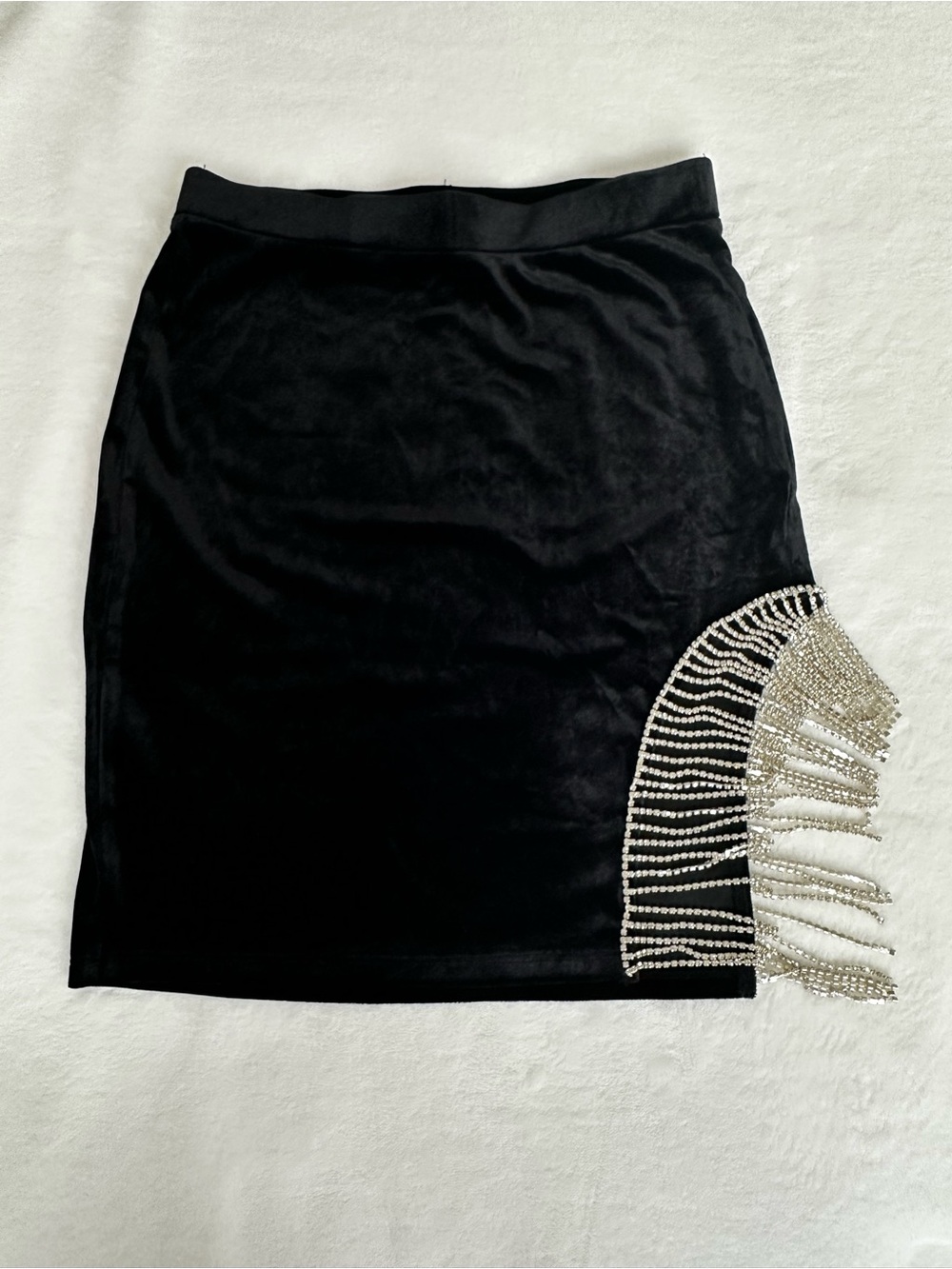 Bear Dance Black Velvet Rhinestone Fringe Skirt